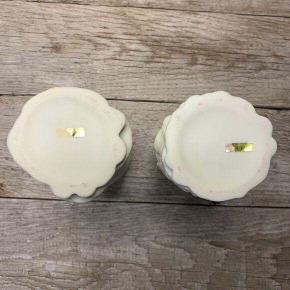 Santa Claus Christmas Pillar Candle Holders Ceramic Decor 5 in. Vintage Taiwan - Picture 9 of 10